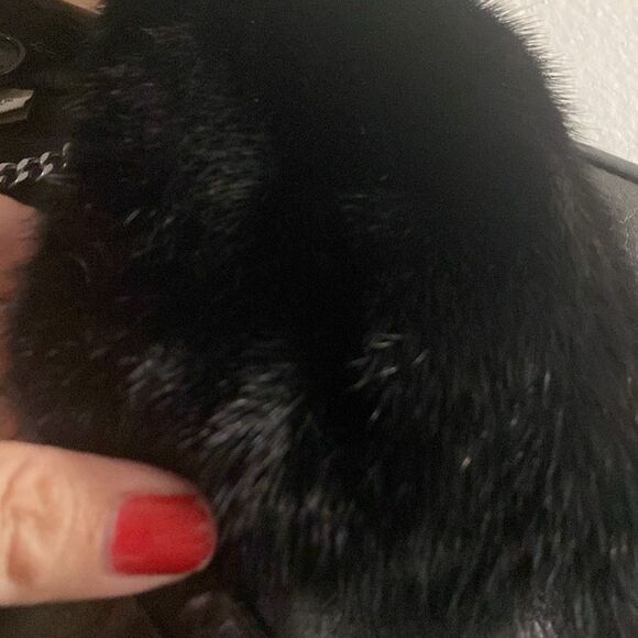 Vintage EUC Burberry London Lambskin Black Leather Biker Jacket Mink Top Collar - Picture 17 of 17